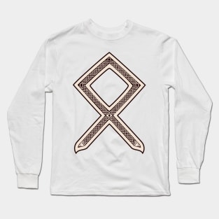 Othala, Odin's Rune (Wodan) - Bone and Burnt Wood - Viking / Norse / Saxon Futhark Rune Long Sleeve T-Shirt